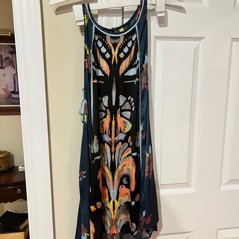 Free People Blue and Orange Asymmetrical Sundress